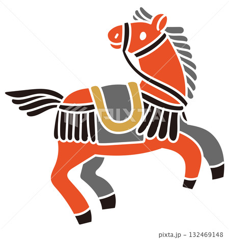 手描きの馬の年賀状素材イラスト 手描きの馬の年賀状素材イラスト 132469148