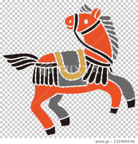 手描きの馬の年賀状素材イラスト 手描きの馬の年賀状素材イラスト 132469148