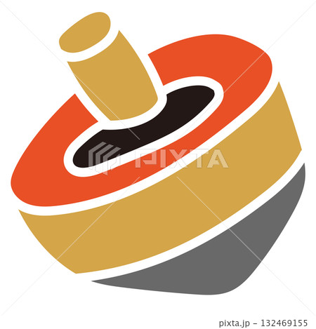 年賀状の独楽のイラスト素材 年賀状の独楽のイラスト素材 132469155