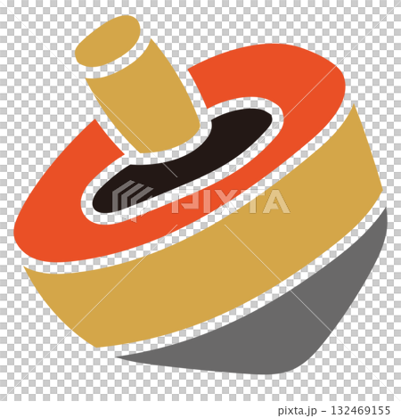 年賀状の独楽のイラスト素材 年賀状の独楽のイラスト素材 132469155