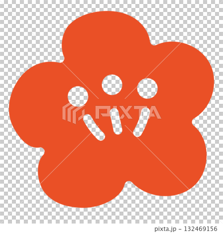 年賀状の梅の花のイラスト素材 132469156