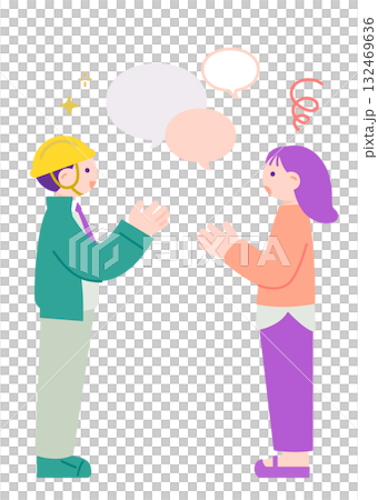 Hardhat worker interacting with customer having a problem 132469636