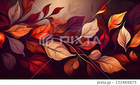 Intricate Autumn Foliage Design with Rich Tones 132469873