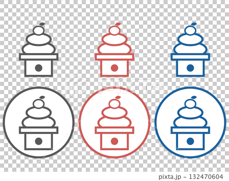 New Year's simple line drawing icon (Kagami mochi) 132470604