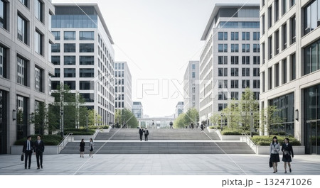 都市オフィス街の広い階段と都会的背景 — ファッション広告用背景8k 都市オフィス街の広い階段と都会的背景 — ファッション広告用背景8k 132471026