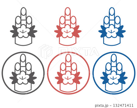 正月飾りのシンプルな線画アイコン（門松） 132471411
