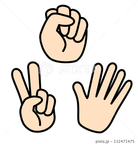じゃんけんをする手のイラスト じゃんけんをする手のイラスト 132471475