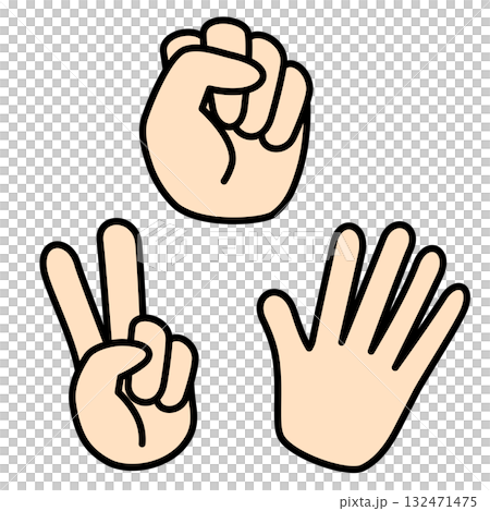じゃんけんをする手のイラスト じゃんけんをする手のイラスト 132471475