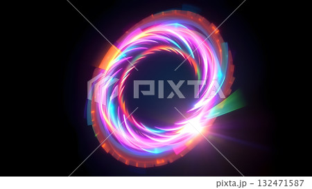 Vortex of Bright Neon Swirling Energy Vortex of Bright Neon Swirling Energy 132471587