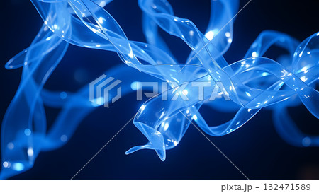 Abstract Swirling Neon Blue Ribbons Abstract Swirling Neon Blue Ribbons 132471589