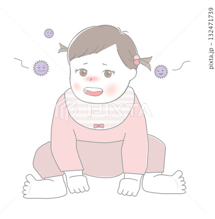 ウイルスに感染する赤ちゃん ウイルスに感染する赤ちゃん 132471739