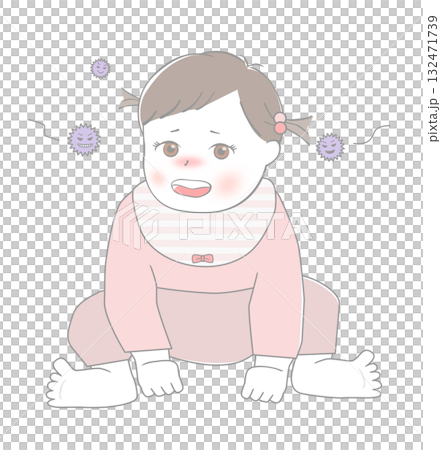 ウイルスに感染する赤ちゃん ウイルスに感染する赤ちゃん 132471739