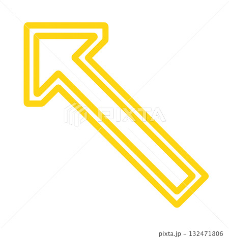 明るい黄色の矢印アイコン、注意喚起に使えるイエロー矢印マーク、ポジティブで目立つ黄色い方向サイン 132471806