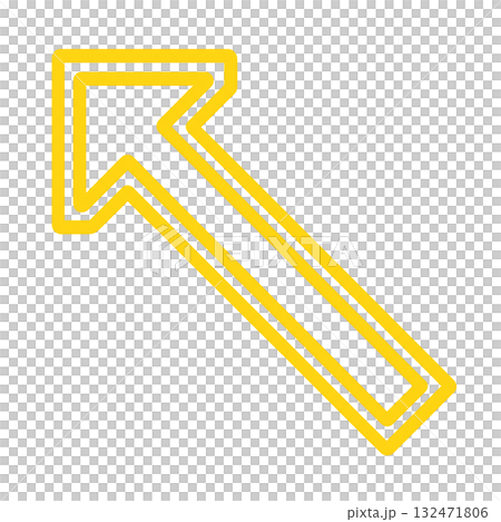 明るい黄色の矢印アイコン、注意喚起に使えるイエロー矢印マーク、ポジティブで目立つ黄色い方向サイン 132471806