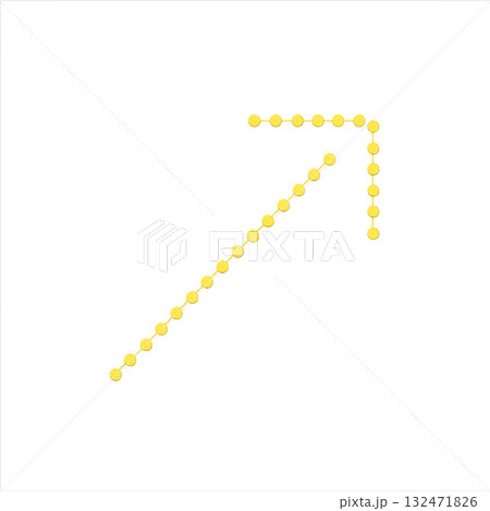 明るい黄色の矢印アイコン、注意喚起に使えるイエロー矢印マーク、ポジティブで目立つ黄色い方向サイン 132471826