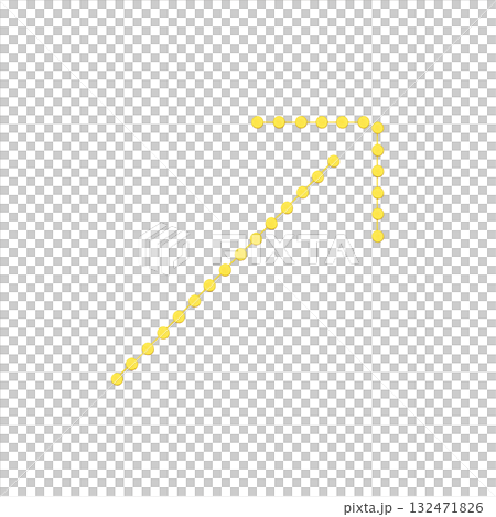 明るい黄色の矢印アイコン、注意喚起に使えるイエロー矢印マーク、ポジティブで目立つ黄色い方向サイン 132471826