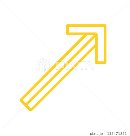 明るい黄色の矢印アイコン、注意喚起に使えるイエロー矢印マーク、ポジティブで目立つ黄色い方向サイン 132471831