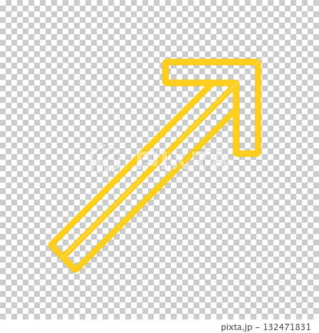 明るい黄色の矢印アイコン、注意喚起に使えるイエロー矢印マーク、ポジティブで目立つ黄色い方向サイン 132471831