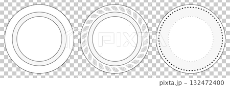 一套 3 幅線條藝術風格的盤子插圖 132472400