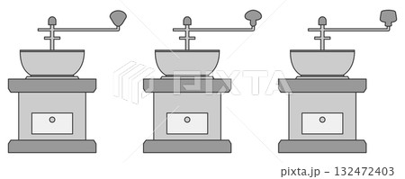 コーヒーミル（グラインダー）3点セット（線画） 132472403