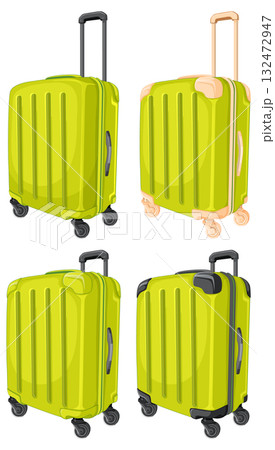 Set of Green Rolling Suitcases in Vector Illustration Set of Green Rolling Suitcases in Vector Illustration 132472947