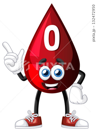 Cartoon Blood Drop Character With O Blood Type Cartoon Blood Drop Character With O Blood Type 132472950