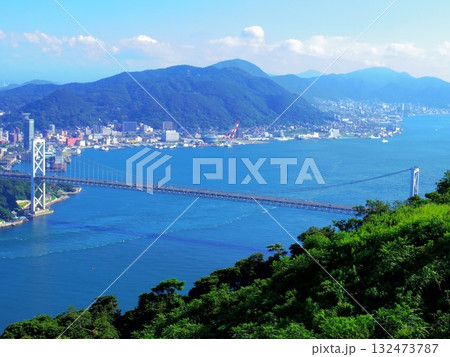 火の山公園より望む関門海峡(山口県下関市) 火の山公園より望む関門海峡(山口県下関市) 132473787