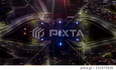 Beautiful night aerial shot of the Obelisk of Buenos Aires. Beautiful night aerial shot of the Obelisk of Buenos Aires. 132473826