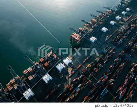 Aerial view of Yantian international container terminal in Shenzhen city, China 132474018