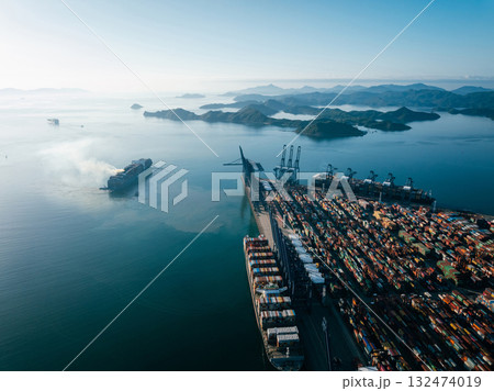 Aerial view of Yantian international container terminal in Shenzhen city, China 132474019