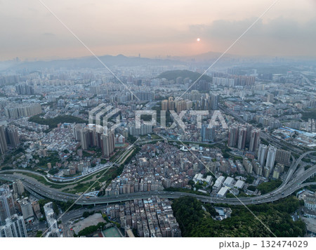 Aerial view of landscape in China 132474029