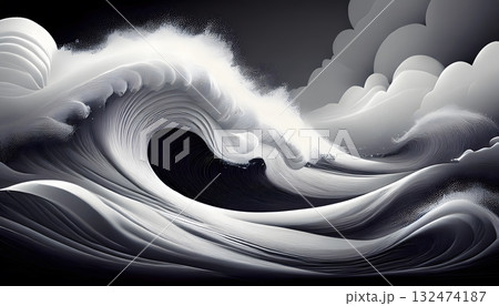 Monochromatic Ocean Wave with Cresting Foam 132474187