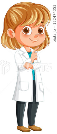 Curious Young Scientist in Lab Coat 132474353