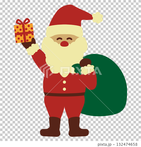 Illustration of a smiling Santa Claus holding a gift 132474658
