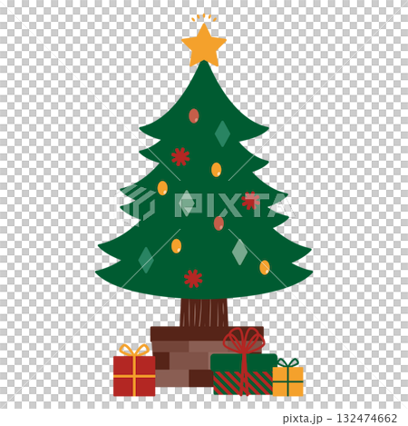 Illustration of Christmas tree and presents Illustration of Christmas tree and presents 132474662