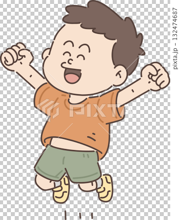 保育・福祉・教育向け｜男の子のポーズ集 【喜ぶ男の子】 132474687