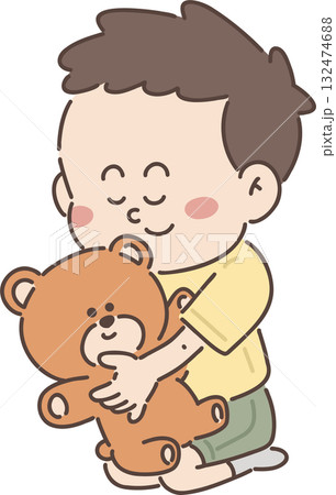 保育・福祉・教育向け|男の子のポーズ集 【ぬいぐるみを抱く男の子】 保育・福祉・教育向け|男の子のポーズ集 【ぬいぐるみを抱く男の子】 132474688