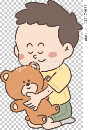 保育・福祉・教育向け|男の子のポーズ集 【ぬいぐるみを抱く男の子】 保育・福祉・教育向け|男の子のポーズ集 【ぬいぐるみを抱く男の子】 132474688