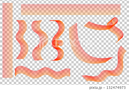 Handwritten ribbon set gradation red and yellow Handwritten ribbon set gradation red and yellow 132474973