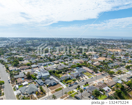 Aerial view of houses in Oceanside town in San Diego, California. USA Aerial view of houses in Oceanside town in San Diego, California. USA 132475224