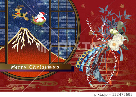 和風のクリスマスカード 和風のクリスマスカード 132475693