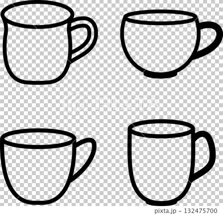 シンプルな線のみのマグカップのイラストアイコン シンプルな線のみのマグカップのイラストアイコン 132475700