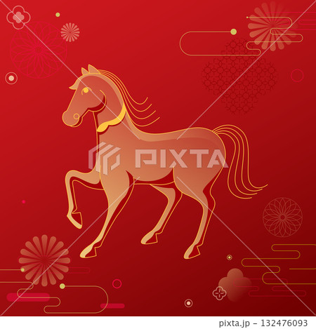 Year of the Horse in the Lunar New Year vector illustration Year of the Horse in the Lunar New Year vector illustration 132476093