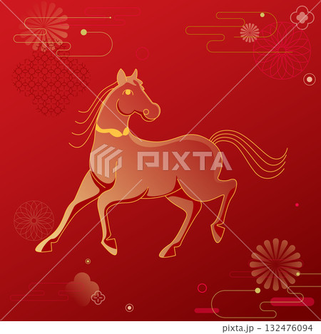 Year of the Horse in the Lunar New Year vector illustration Year of the Horse in the Lunar New Year vector illustration 132476094