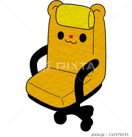 Yellow gaming chair with cartoon face Yellow gaming chair with cartoon face 132476241