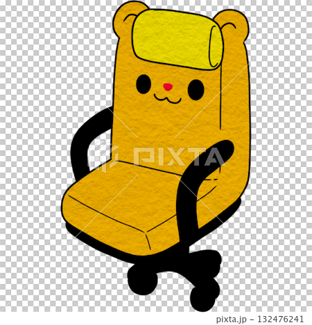 Yellow gaming chair with cartoon face Yellow gaming chair with cartoon face 132476241