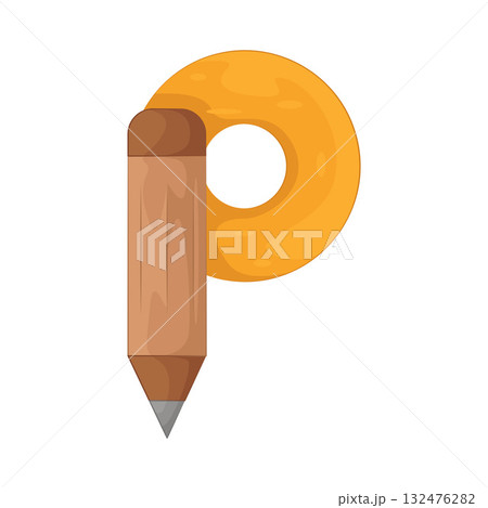Illustration of letter p for pencil 132476282