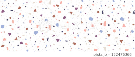 Speckle Terrazo. Classic Italian floor with pieces of marble, quartz and granite. Chaotic scattered confetti backdrop. Retro Vector illustration 132476366