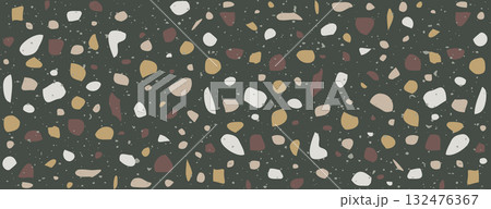 Speckle Terrazzo texture. Pattern with glass, marble and natural stone. Minimalist background in venetian style. Vintage vector illustration Speckle Terrazzo texture. Pattern with glass, marble and natural stone. Minimalist background in venetian style. Vintage vector illustration 132476367