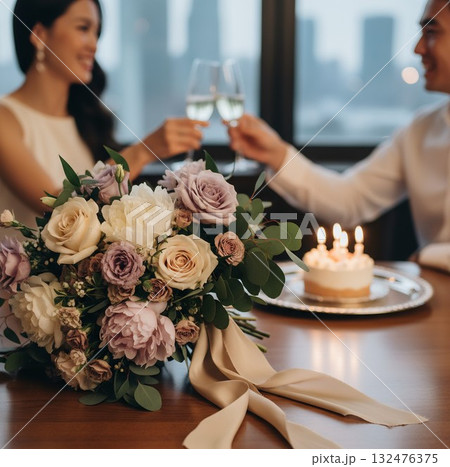 ディナーを楽しむ男女 ディナーを楽しむ男女 132476375